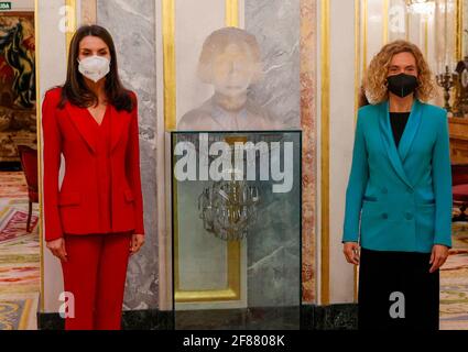 Madrid, Espagne. 12 avril 2021. La reine Letizia d'Espagne assiste à l'hommage rendu à la figure de Clara Campoamor au Congrès des députés le 12 avril 2021 à Madrid, Espagne. Photo par Archie Andrews/ABACAPRESS.COM crédit: Abaca Press/Alay Live News Banque D'Images