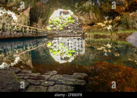 Lanzarote, Espagne - 22 janvier 2021 : Jameos del Agua de l'artiste Cesar Manrique à Lanzarote sur les îles Canaries en Espagne Banque D'Images