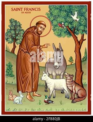 saint françois d'assise illustrations de la foi des animaux saints Banque D'Images