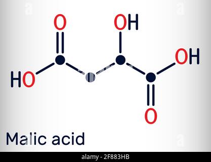 La molécule d'acide malique C4H6O5 est l'acide dicarboxylique. Formule chimique du squelette. Illustration vectorielle Illustration de Vecteur