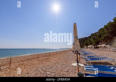 Plage de San Michele dans le parc de Monte Conero. Marche, Italie Banque D'Images