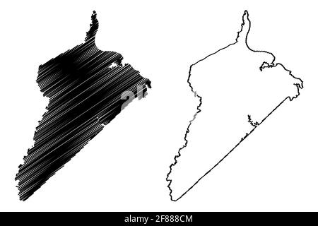 Isle of Wight County, Commonwealth of Virginia (comté des États-Unis, États-Unis d'Amérique, États-Unis, États-Unis) carte illustration vectorielle, scribble sketch Isle of Illustration de Vecteur