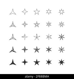 Ensemble d'icônes de signe de contour d'étoile vecteur isolé sur blanc arrière-plan Illustration de Vecteur