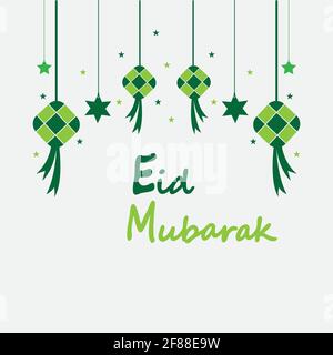 EID mubarak fond avec cétupas, croissant et des étoiles pour célébrer eid ul fitr ou eid ul adha - illustration vectorielle Illustration de Vecteur