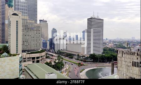 Jakarta, Indonésie - 04 avril 2021 : construire autour de bundaran HI Banque D'Images