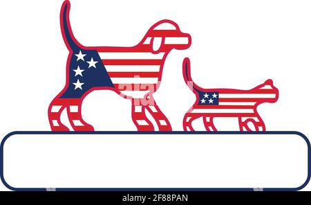 Joyeux juillet 4ème chien et chat en-tête de pied de page bannière vecteur illustration Illustration de Vecteur