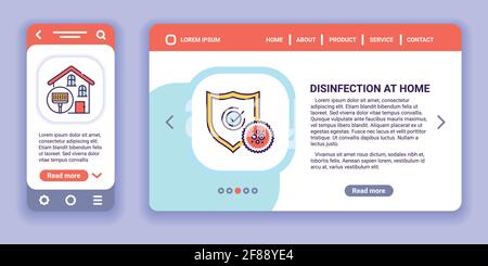 Bannière Web et kit d'application mobile de désinfection à domicile. Soins de santé. Illustration vectorielle. Illustration de Vecteur