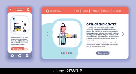 Bandeau Web et kit d'application mobile du centre orthopédique. Soins de santé. Illustration vectorielle. Illustration de Vecteur