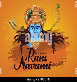 Joyeux festival RAM Navami de l'Inde. Lord Rama avec flèche. Dessin vectoriel Illustration de Vecteur