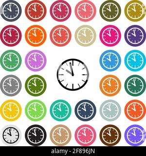 Motif moderne vectoriel horloge icône en forme de bouton. Illustration de Vecteur