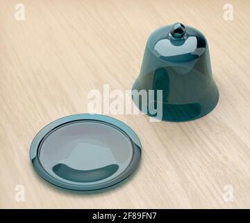 Vider le cloche de verre sur la table en bois Banque D'Images