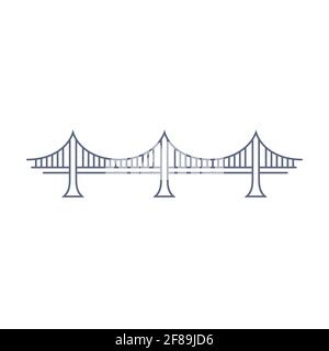 Icône de vecteur de ligne de pont - pictogramme simple de pont de suspension de style linéaire sur fond blanc. Illustration vectorielle Illustration de Vecteur