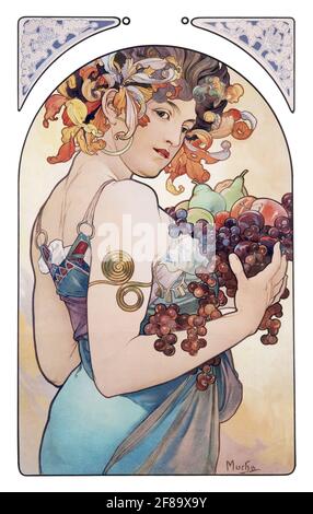 Fruit, 1897 – Art Nouveau par Alphonse Mucha Banque D'Images