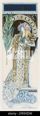 Gismonda, des Maitres de l'Affiche. Exploit. Sarah Bernhardt. Art Nouveau par Alphonse Mucha. Cet art a rendu Mucha célèbre. Banque D'Images