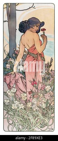 Les fleurs Rennert 1898 – Art Nouveau par Alphonse Mucha Banque D'Images