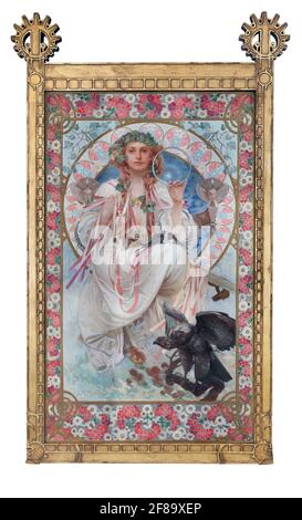 Slavia est une œuvre d'art de 1896, tout comme Alphonse Maria Mucha a commencé à perfectionner son art Art Nouveau de style poster. Banque D'Images