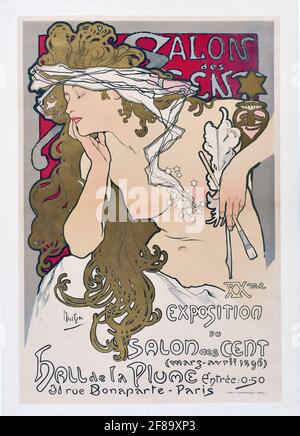 Salon des cent – Art Nouveau par Alphonse Mucha 1896 Banque D'Images