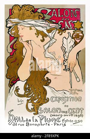 Salon des cent – Art Nouveau par Alphonse Mucha 1896 Banque D'Images