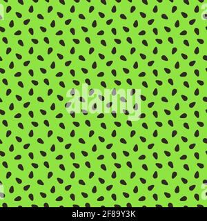 Texture kiwi. Motif exotique sans couture avec graines brunes sur fond vert. Imprimé tropical d'été brillant. Illustration vectorielle. Illustration de Vecteur
