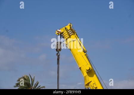 détail du travail de grue dans la construction d'urbanisation. vue Banque D'Images