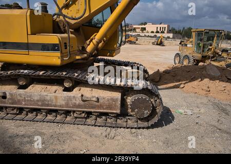 détails des machines d'excavation dans une construction d'urbanisation. bulldozer Banque D'Images