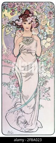 Les fleurs Rennert 1898 – Art Nouveau par Alphonse Mucha Banque D'Images