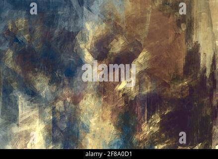Multimédia abstrait multicolore dessinant des taches arbitraires motif ondulé couleur Mélange de décor numérique grundy jaune brun bleu palette moderne a Banque D'Images