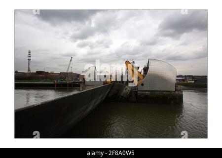 Pour éviter une vague de panique comme film de catastrophe Écrans d'inondation au cours de mars 2008, la presse a reçu un Visite de la barrière de la Tamise qui protégera Londres Inondations au cours des 100 prochaines années.photo de David Sandison le Indépendant Banque D'Images