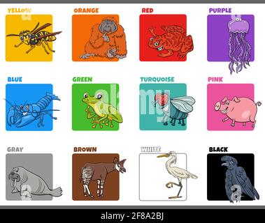 Illustration de dessins animés de couleurs de base avec un objet de nourriture douce de bande dessinée kit éducatif Illustration de Vecteur