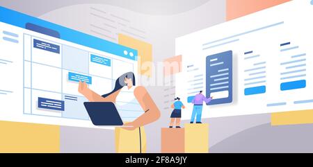femme d'affaires planifiant un rendez-vous de jour dans l'agenda de l'application de calendrier en ligne gestion du temps du plan de réunion Illustration de Vecteur
