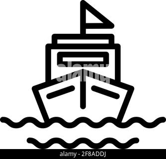 Illustration vectorielle de l'icône du bateau, symbole du logo du yacht de la saison d'été de vacances avec style de contour Illustration de Vecteur