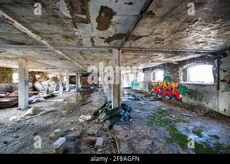 Un ancien entrepôt abandonné à Kirkkonummi, en Finlande Banque D'Images