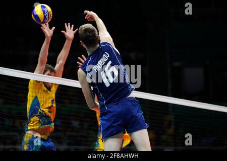 L'équipe nationale brésilienne de volley-ball remporte le match final de la médaille d'or contre l'Italie aux Jeux Olympiques d'été de Rio 2016, au stade Maracanazinho. Banque D'Images