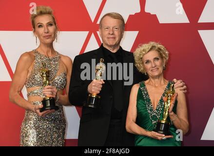 Le gagnant maquillage et coiffage Greg Cannom, Kate Biscoe, Patricia Dehaney dans la salle de presse lors de la 91e cérémonie annuelle des Oscars, tenue au Dolby Theatre à Hollywood, Californie, le dimanche 24 février 2019 photo par Jennifer Graylock-Graylock.com 917-519-7666 Banque D'Images