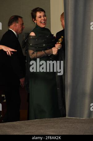 Oscar Winners Olivia Coleman dans la salle de presse lors de la 91e cérémonie annuelle des Oscars, qui s'est tenue au Dolby Theatre à Hollywood, Californie, le dimanche 24 février 2019 photo par Jennifer Graylock-Graylock.com 917-519-7666 Banque D'Images