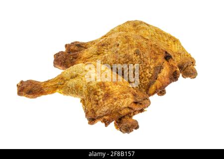 Cuisse de poulet cuite isolée sur fond blanc - Packshot Banque D'Images