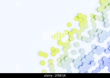 Texture d'arrière-plan de couleur hexagonale. illustration 3d, rendu 3d Banque D'Images