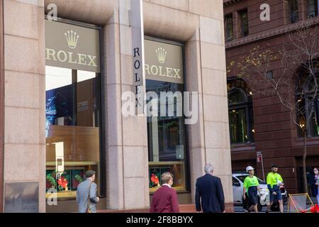 Sydney Martin place, magasin de montres Rolex dans le centre-ville, Nouvelle-Galles du Sud, Australie Banque D'Images