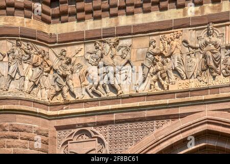 Détails de soldats et marins Memorial Arch, un mémorial américain de la guerre de Sécession à Bushnell Park, centre-ville de Hartford, Connecticut. Banque D'Images