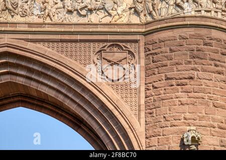 Détails de soldats et marins Memorial Arch, un mémorial américain de la guerre de Sécession à Bushnell Park, centre-ville de Hartford, Connecticut. Banque D'Images