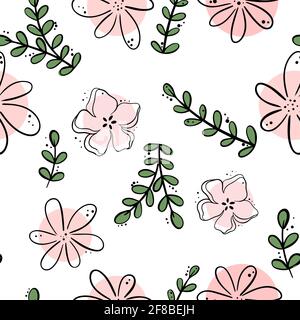 Motif fleuri. Motif Uni avec fleurs, feuilles et branches. Fond floral simple pour l'emballage et le design intérieur.Vector. Illustration de Vecteur