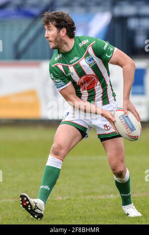 Vente, Angleterre - 11 avril 2021 - Stefan Ratchford (1) de Warrington Wolves pendant la coupe de défi de rugby Betfred Round 3 Swinton Lions vs Warrington Wolves au stade Heywood Road, sale, UK Dean Williams/Alay Live News Banque D'Images