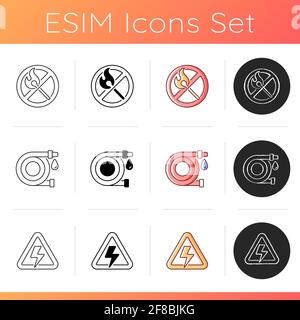 Icônes de danger d'incendie définies Illustration de Vecteur