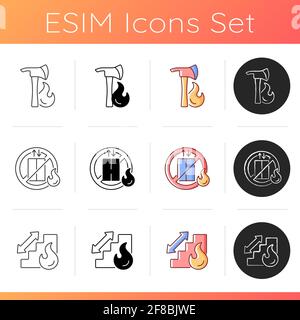 La lutte contre les incendies icons set Illustration de Vecteur