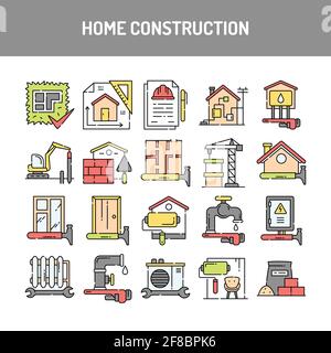 Jeu d'icônes de ligne de construction d'origine. Elément vectoriel isolé. Pictogrammes de contour pour la page Web, l'application mobile, la promotion. Contour modifiable. Illustration de Vecteur