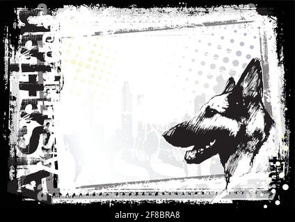 Illustration d'une affiche pour chien berger allemand Illustration de Vecteur
