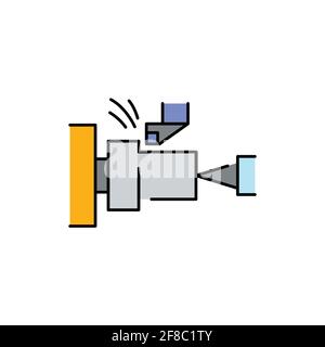 Icône de ligne de couleur mécanique en tournage. Pictogramme pour page Web, application mobile, Promo. Élément de conception UI UX GUI. Contour modifiable. Illustration de Vecteur