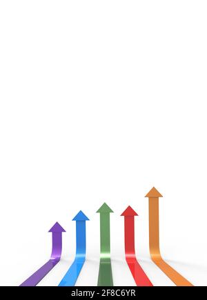 Flèche de couleur. Concept d'affaires en croissance.rendu 3D. Banque D'Images