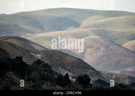 Vue sur le paysage environnant depuis la ville de Jéricho Banque D'Images