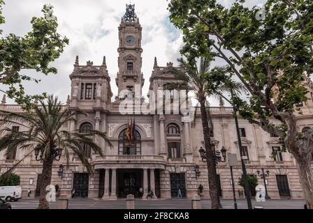 Architecture gothique traditionnelle dans la vieille ville de Valence, Espagne. Banque D'Images